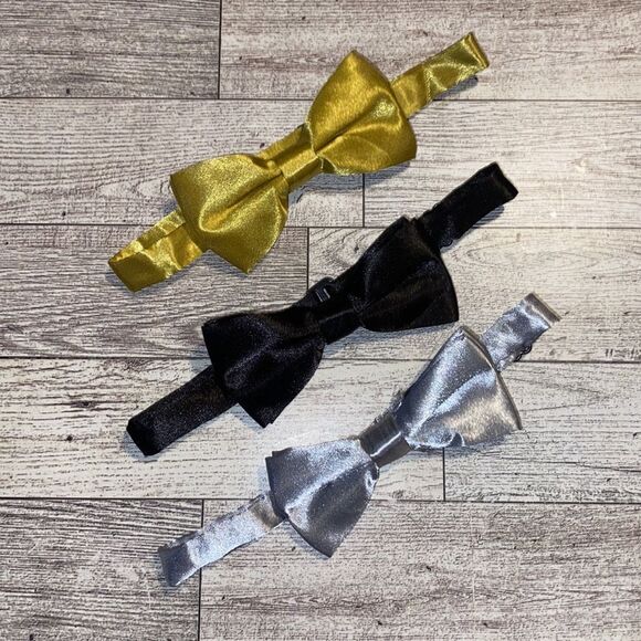 Youth Adjustable 4” Bow Tie Bundle, Metallic - Picture 3 of 11
